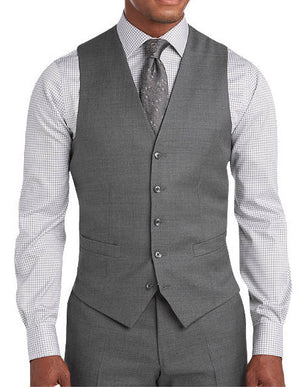Five Button Besom pocket Men's Gray Modern Fit Suits Separates Vest