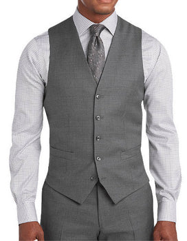 Five Button Besom pocket Men's Gray Modern Fit Suits Separates Vest