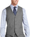Five Button Besom pocket Men's Gray Sharkskin Modern Fit Suits Separate Vest