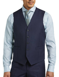 Five Button Besom pocket Men's Blue Modern Fit Suits Separates Vest