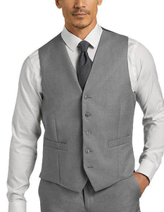 Five Button Besom pocket Men's Light Gray Modern Fit Suits Separates Vest