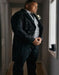 Men'S Black Paisley Pattern 6 Button Peak Label Tuxedo