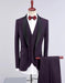 Men's Dark Purple Solid One Button Three-piece Suit