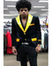 Men's Prom Wedding Blazer Black Velvet With Gold Lapel