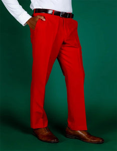 Men's 100% Polyester Slim Fit Red Pants
