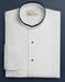 White Pleated Mandarin Tuxedo Collarless Dress Shirts