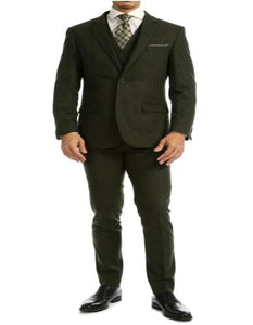Tweed 3 Piece Suit - Tweed Wedding Suit Big and Tall Tweed Suits Slim Fitted Herringbone Fabric Plus Size Men's Suits For Big Guys