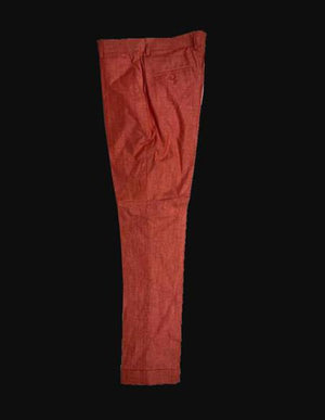 Men's Brick Modern Fit Linen Slacks