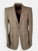 Men's brown checkered blazer with notched lapels