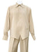 Taupe Machine Wash Point Collar Long Sleeve 2pc Walking Suit