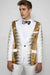 White and Gold Sequin Tuxedo - Fashion Fancy Blazer + Matching Bowtie