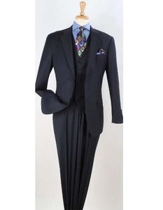 Apollo King Suit Men's Navy Tone on Tone Stripe 5 Button Pleated Pants