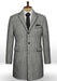 Mens Topcoat Big Houndstooth BW Tweed Overcoat
