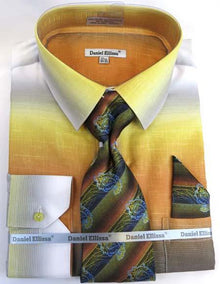 Mens Fashion Dress Shirts And Ties Mustard Colorful Men'S Dress Shirt