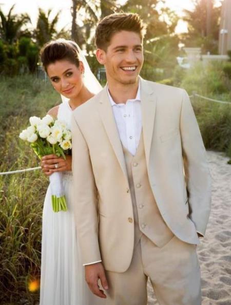 Men’s Champagne Wedding Suit with Vest, Summer Formal Groom and Beach Wedding Suit Tan / 44 Regular Jacket