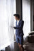 Mens Suit Navy White Dot