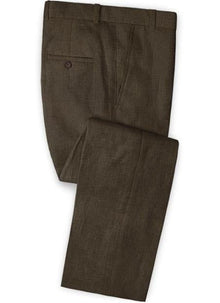 Men's Linen Fabric Pants Flat Front Rich Brown