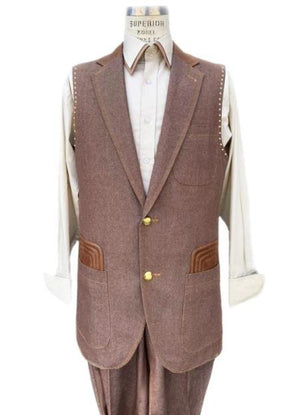 Men's Rust Button Fastener 2 piece Lapel Vest