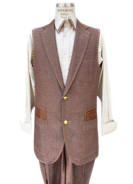 Men's Rust Button Fastener 2 piece Lapel Vest