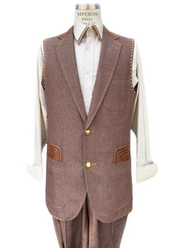 Men's Rust Button Fastener 2 piece Lapel Vest