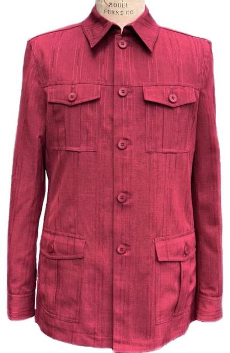 Men's Safari Walking Suit - Leisure Suit Wine