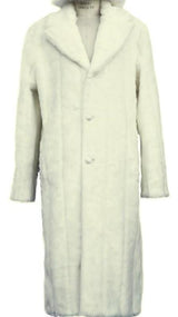 Faux Fur Overcoat - Long Top Coat Full length Coat Off-White