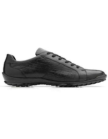 Men's Sneaker Black Genuine Ostrich and Soft Calf