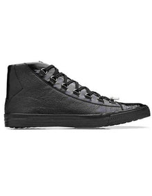 Men's Sneaker Black Genuine Crocodile and Italian Calf