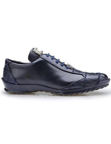 Men's Sneaker Night Blue Ostrich and Calfskin