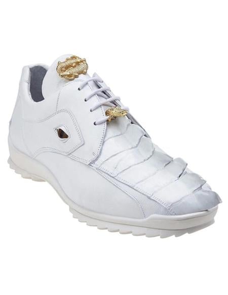 Men's Sneaker White Ostrich and Soft Calfskin