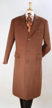 Mens Topcoat Mens Camel 100% Wool Center Vent Overcoat