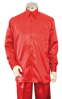 Sateen Shirt and Pants Men's Walking Suit - Silk Leisure Suit Red