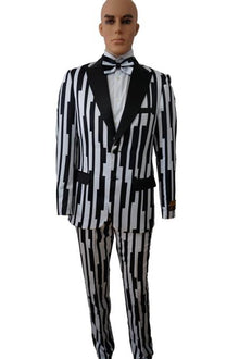 Men'S Black And White Floral Suits