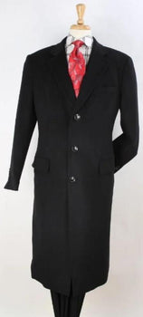 Men's Plaid Overcoat - Plaid Topcoat Black
