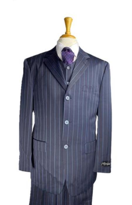 Navy Blue Pinstripe Suit