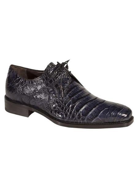 Mezlan Brand Mezlan Men's Dress Shoe Sale Men's Authentic Navy Blue Crocodile Skin Shoes