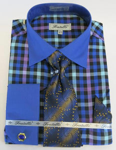Royal Blue Colorful Men's Dress Shirt