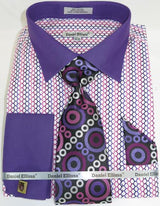 Mens Fashion Dress Shirts and Ties Purple Multi Colorful Men's Dress Shirt
