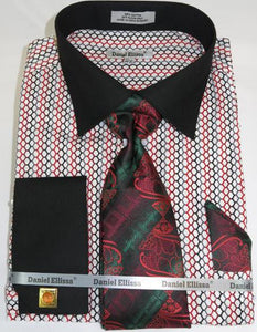 Mens Fashion Dress Shirts and Ties Black Multi Colorful Men's Dress Shirt