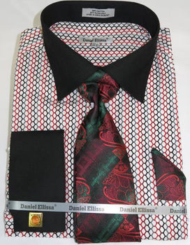 Mens Fashion Dress Shirts and Ties Black Multi Colorful Men's Dress Shirt