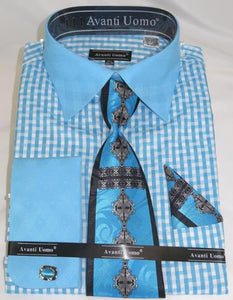 Mens Fashion Dress Shirts and Ties Aqua Blue Colorful Men's Dress Shirt