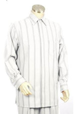 White ~ Black Long Sleeve Dress Pants Walking Leisure Suit