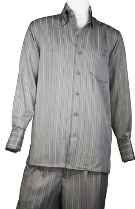 Light Grey Wide Leg Casual Suit For Sale