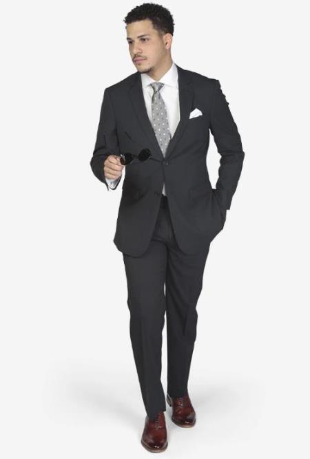 Men's Navy Pin Stripe Slim Fit Side vents Suit