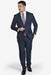 Men's Blue Plaid Slim Fit 2-button Flap pockets Suit