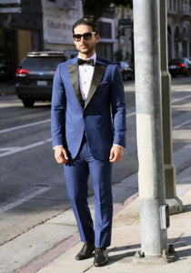 Prom Tuxedo - Wedding Tuxedo Luna Indigo 3-Piece Slim Fit Peak Lapel Tuxedo