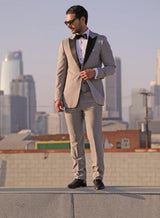 Prom Tuxedo - Wedding Tuxedo Luna Grey 3-Piece Slim Fit Peak Lapel Tuxedo