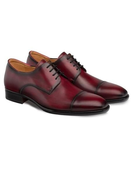 Mezlan Burgundy Deerskin Calfskin Men's Dress Shoes MensUSA