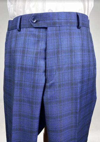 blue plaid dress pants Flat Front - Windowpane Pants business attire Men's Long Sleeve Buttondown Blu Pepper Size:CHILD-7
