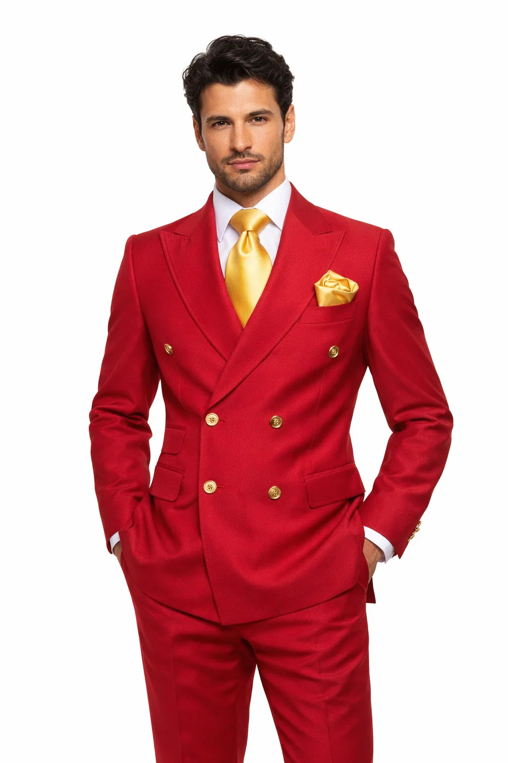 Slim Fit Red 3-Piece Suit for Men